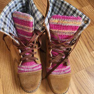 Adorable suede/knit boots